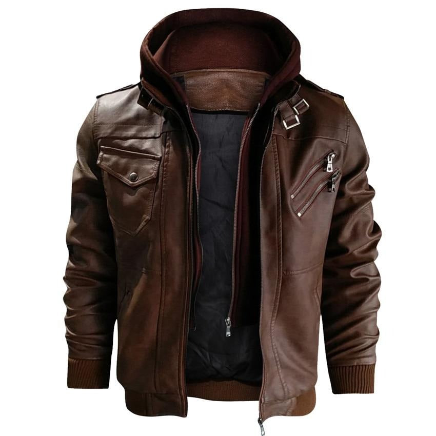 NOUVEAU RICHE Kunstlederjacke Herren Motorradjacke Moderner Stil Günstig