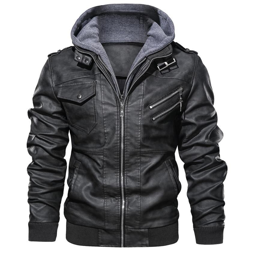 NOUVEAU RICHE Kunstlederjacke Herren Motorradjacke Moderner Stil Günstig Schwarz