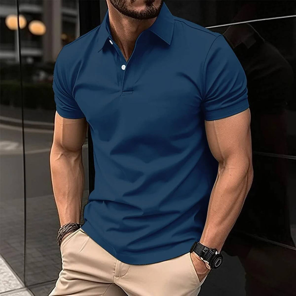 NOUVEAU RICHE Herren Poloshirt Leicht Atmungsaktiv Dünn Sportlich Elegant Hellblau