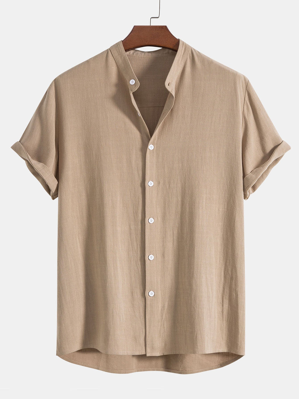 NOUVEAU RICHE Herren Sommer Set Hemd Und Hose Stehkragen Kurzarm Leicht