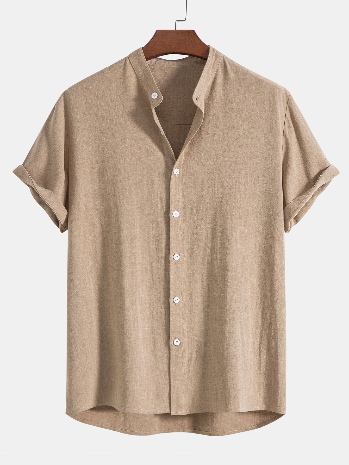 NOUVEAU RICHE Herren Sommer Set Hemd Und Hose Stehkragen Kurzarm Leicht