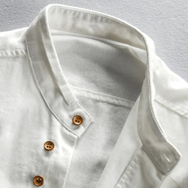 NOUVEAU RICHE Herren Slim Fit Hemd Mit Stehkragen Und Langen Ärmeln