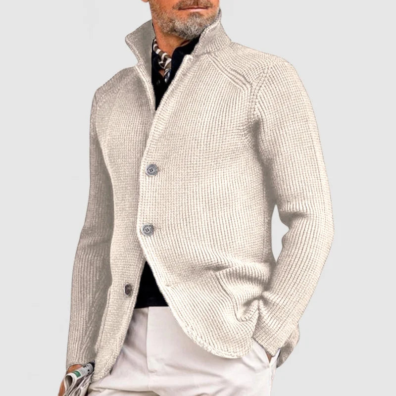 NOUVEAU RICHE Herren Strickjacke Mit Knöpfen Und Geripptem Design
