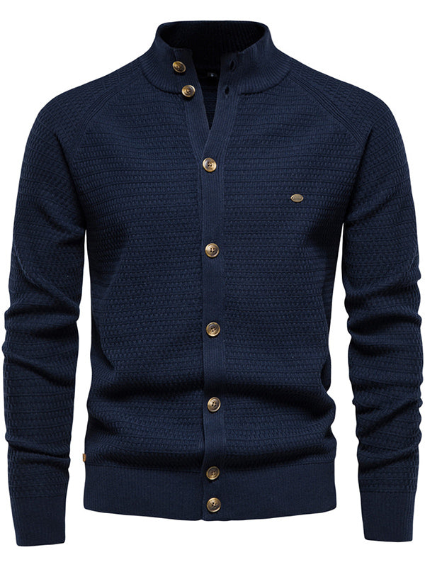 NOUVEAU RICHE Herren Strickjacke Aus 95 Prozent Baumwolle Mit Knopfverschluss Langarm Gerade Saum In Normaler Größe Für Bequemen Tragekomfort Marineblau