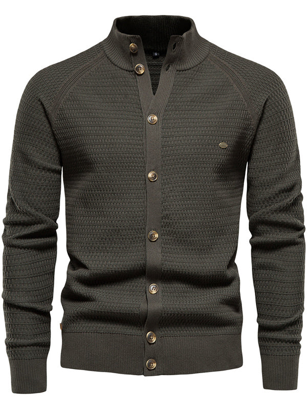 NOUVEAU RICHE Herren Strickjacke Aus 95 Prozent Baumwolle Mit Knopfverschluss Langarm Gerade Saum In Normaler Größe Für Bequemen Tragekomfort Grün