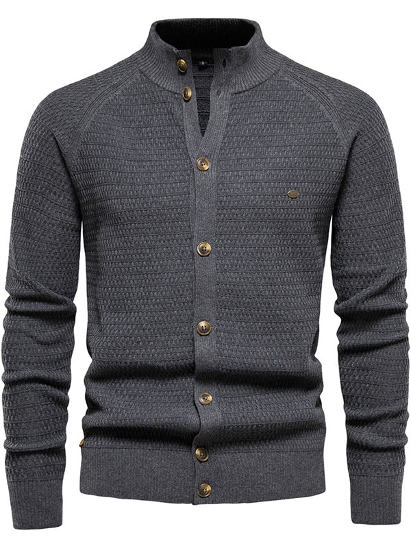 NOUVEAU RICHE Herren Strickjacke Aus 95 Prozent Baumwolle Mit Knopfverschluss Langarm Gerade Saum In Normaler Größe Für Bequemen Tragekomfort Dunkelgrau