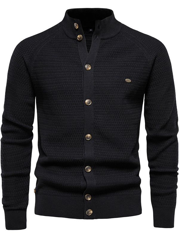 NOUVEAU RICHE Herren Strickjacke Aus 95 Prozent Baumwolle Mit Knopfverschluss Langarm Gerade Saum In Normaler Größe Für Bequemen Tragekomfort Schwarz