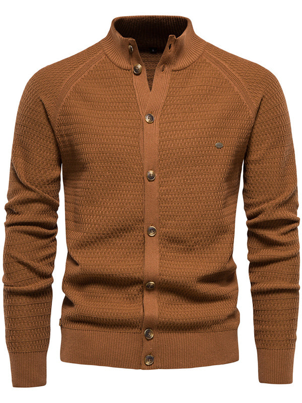 NOUVEAU RICHE Herren Strickjacke Aus 95 Prozent Baumwolle Mit Knopfverschluss Langarm Gerade Saum In Normaler Größe Für Bequemen Tragekomfort Braun