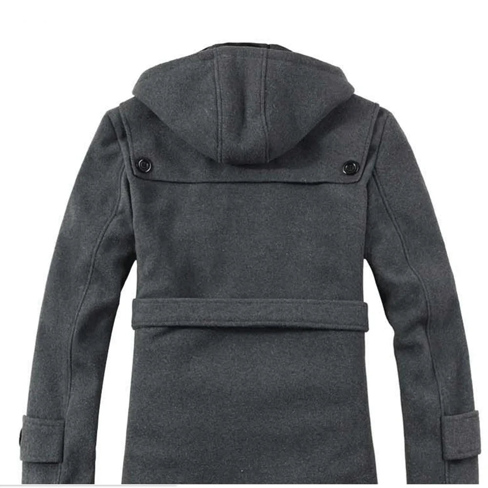 Herren-Trenchcoat mit Kapuze – Wollmischung – Kunstpelzfutter – Einreihig – Knopfleiste 3