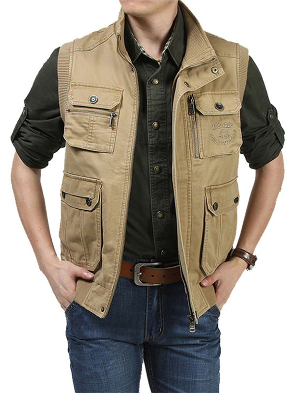 NOUVEAU RICHE Herren Utility Jacke Aus Baumwolle Mit Mehreren Taschen Für Alltag Und Freizeit Khaki