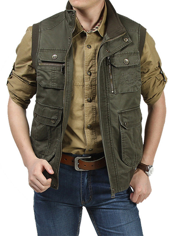 NOUVEAU RICHE Herren Utility Jacke Aus Baumwolle Mit Mehreren Taschen Für Alltag Und Freizeit Armeegrün