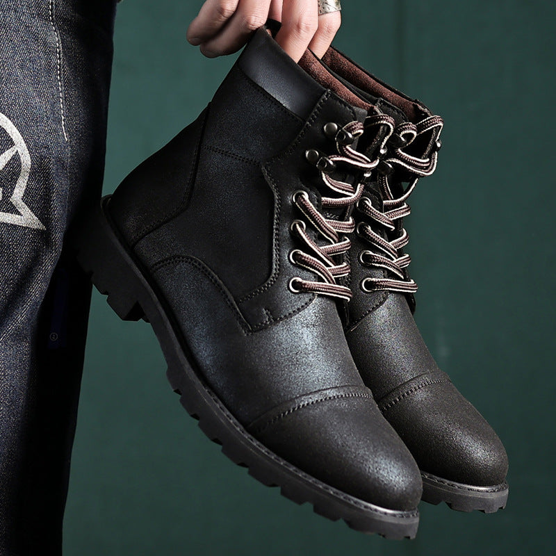 NOUVEAU RICHE Herren Ankle Boots Kunstleder mit Schnürung Schwarz