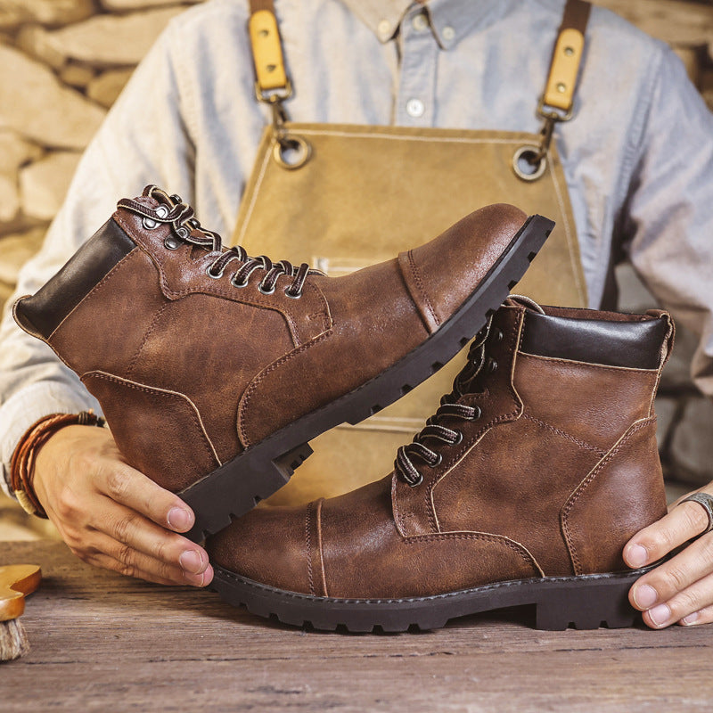 NOUVEAU RICHE Herren Ankle Boots Kunstleder mit Schnürung