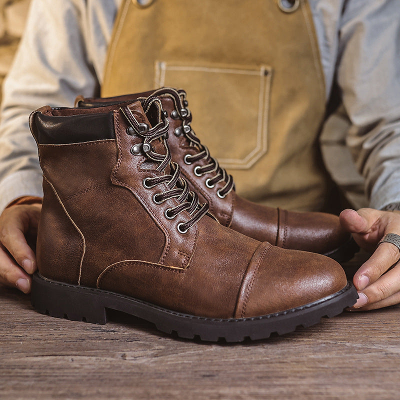 NOUVEAU RICHE Herren Ankle Boots Kunstleder mit Schnürung