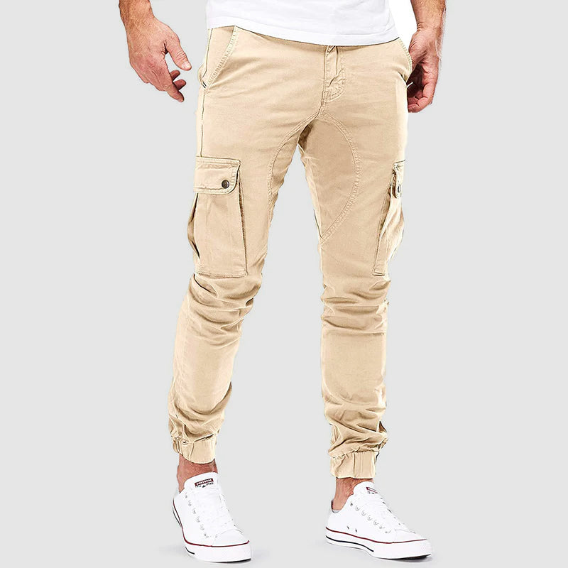 NOUVEAU RICHE Herren Cargohose Baumwolle Slim Fit mit Taschen Beige