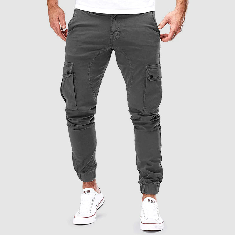 NOUVEAU RICHE Herren Cargohose Baumwolle Slim Fit mit Taschen Grau