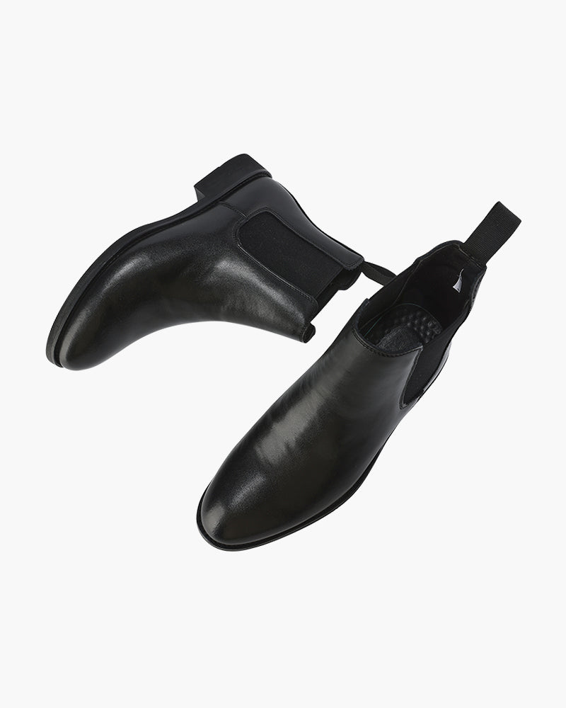 NOUVEAU RICHE Herren Chelsea Boots Kalbswildleder Schwarz Braun