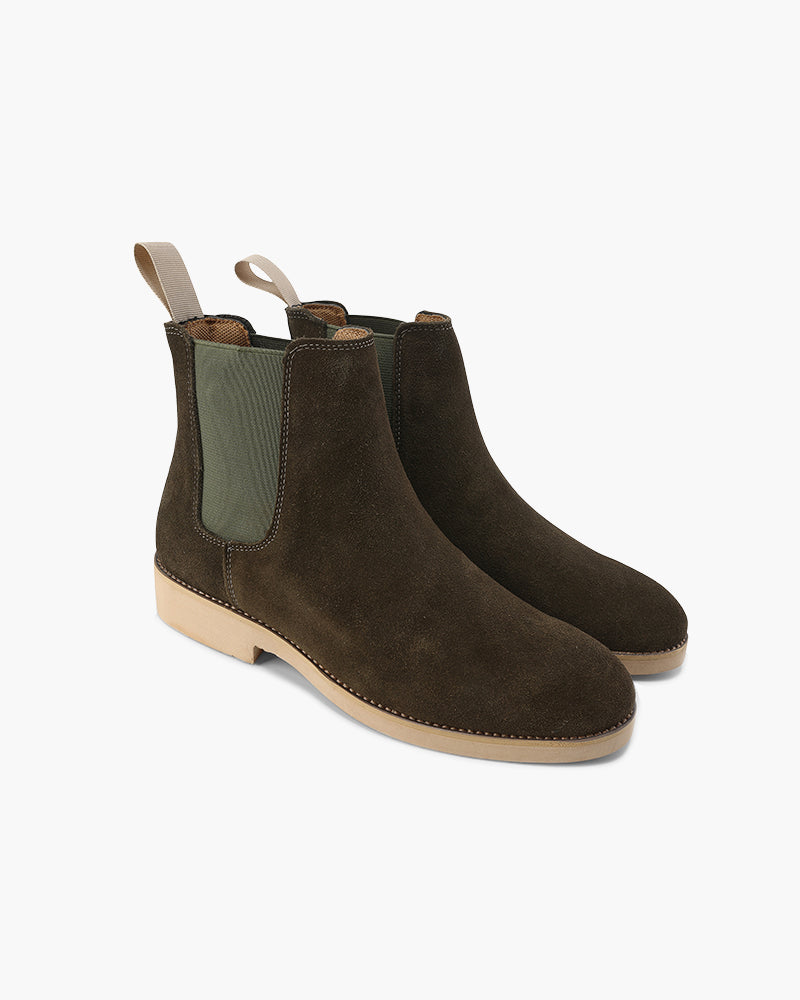 NOUVEAU RICHE Herren Chelsea Boots Kalbswildleder Schwarz Braun Dunkelgrün