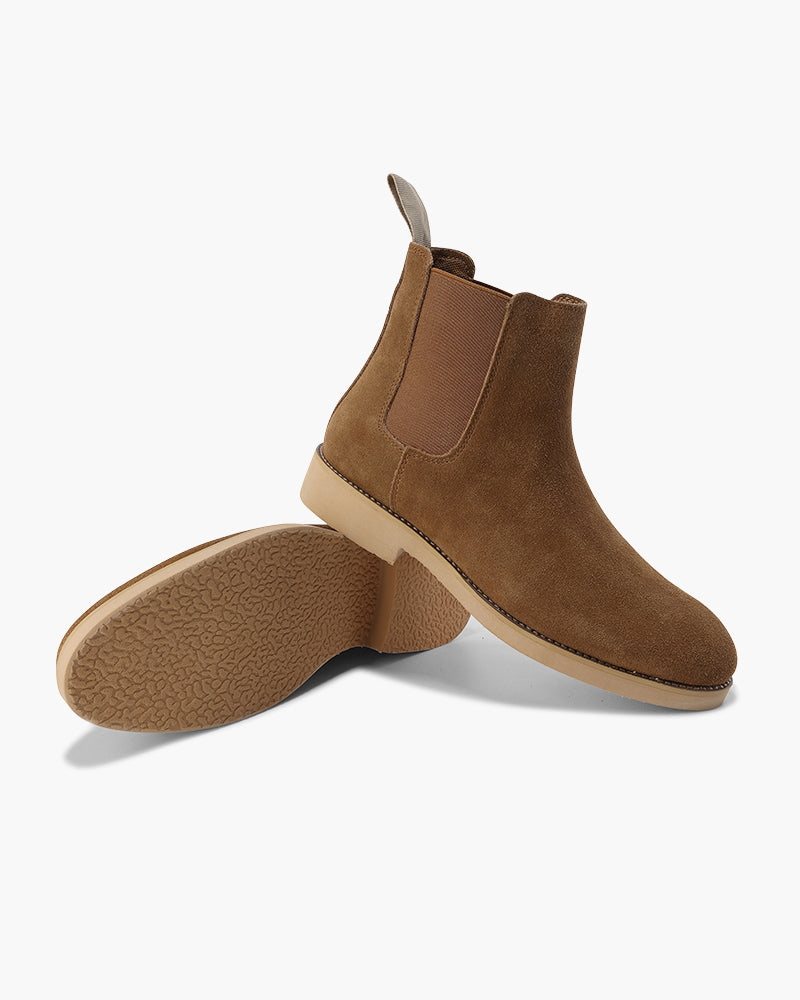 NOUVEAU RICHE Herren Chelsea Boots Kalbswildleder Schwarz Braun Karamell