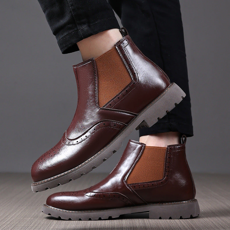 NOUVEAU RICHE Herren Chelsea Boots Leder mit Brogue-Details