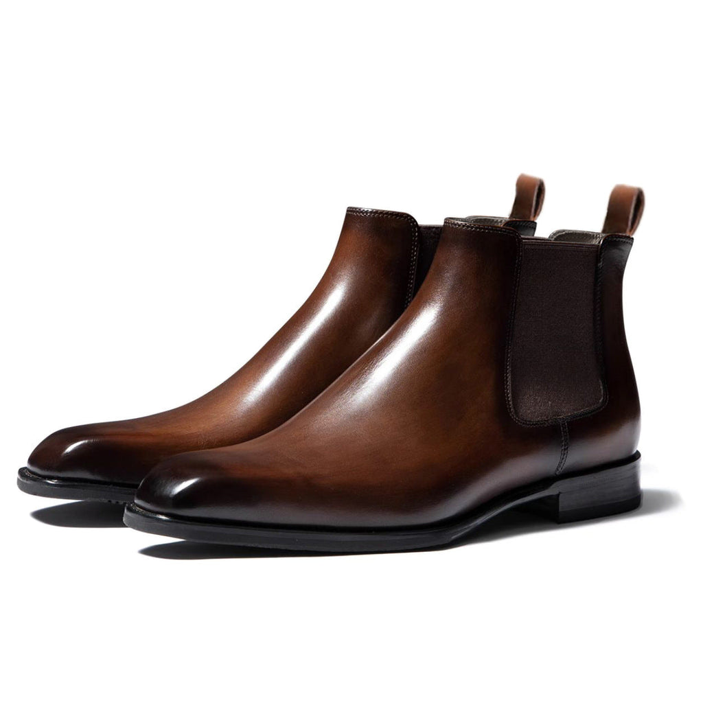 NOUVEAU RICHE Herren Chelsea Boots PU-Leder Dunkelbraun
