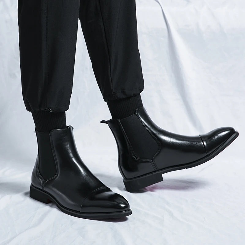 NOUVEAU RICHE Herren Chelsea Stiefel PU-Leder Slip-On