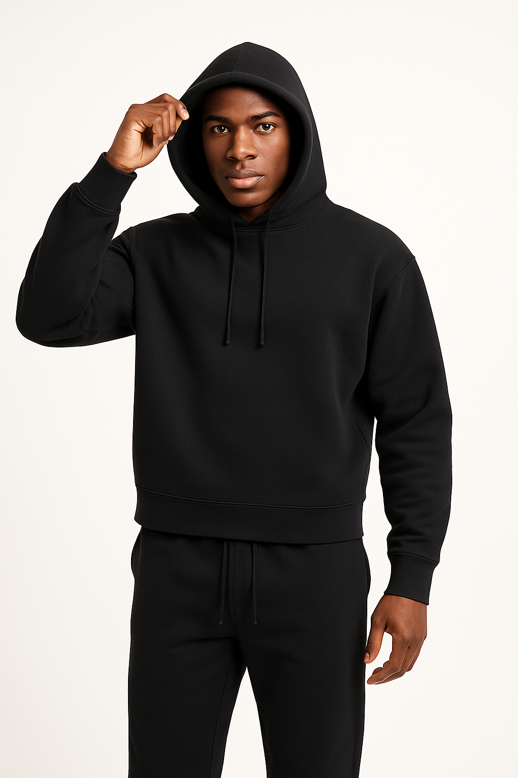 NOUVEAU RICHE Herren Hoodie Oversized Fit Mit Kapuze Und Kordelzug Lässiger Pullover Für Freizeitmode Schwarzer Anzug