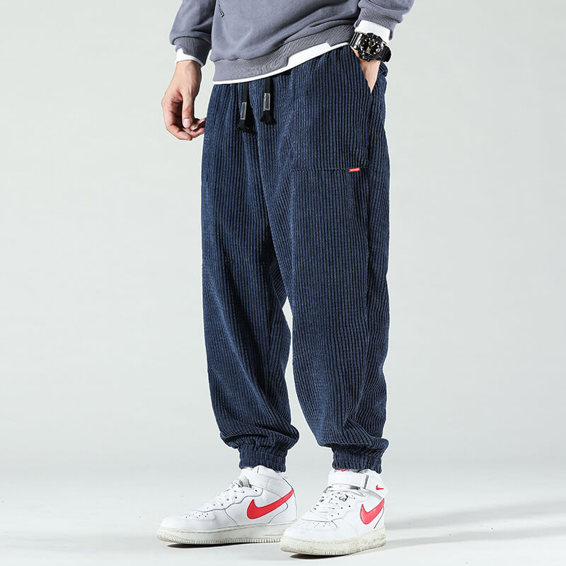 NOUVEAU RICHE Herren Hosen Fluwelen Regular Fit Elegant Dunkelblau