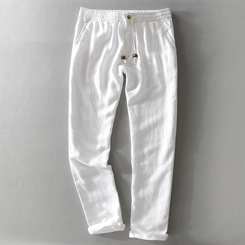 NOUVEAU RICHE Herren Leinenhose Casual Atmungsaktiv für warme Tage Weiß