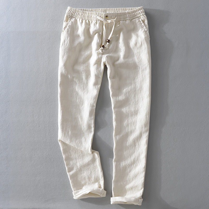 NOUVEAU RICHE Herren Leinenhose Casual Atmungsaktiv für warme Tage Beige