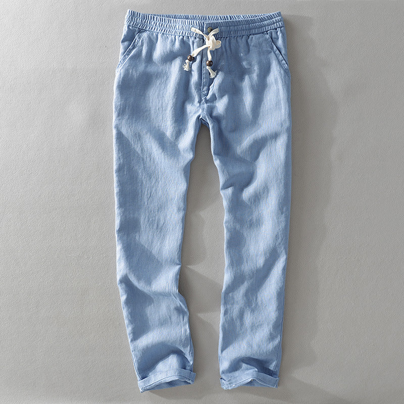 NOUVEAU RICHE Herren Leinenhose Casual Atmungsaktiv für warme Tage Blau