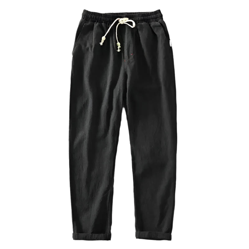 NOUVEAU RICHE Herren Leinenhose Leichtgewicht Atmungsaktiv Modern Fit Schwarz