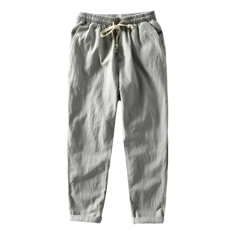 NOUVEAU RICHE Herren Leinenhose Leichtgewicht Atmungsaktiv Modern Fit Hellgrau