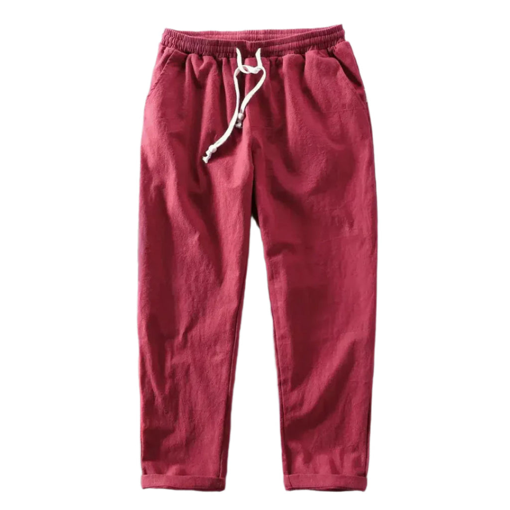 NOUVEAU RICHE Herren Leinenhose Leichtgewicht Atmungsaktiv Modern Fit Rot