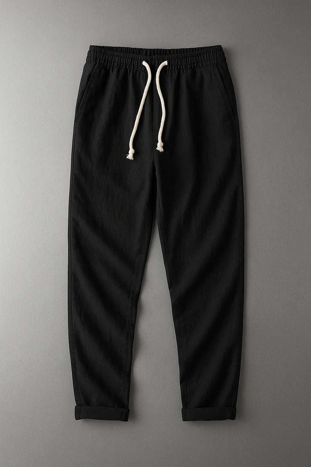 NOUVEAU RICHE Herren Baumwolle Hose Slim Fit Atmungsaktiv Schwarz