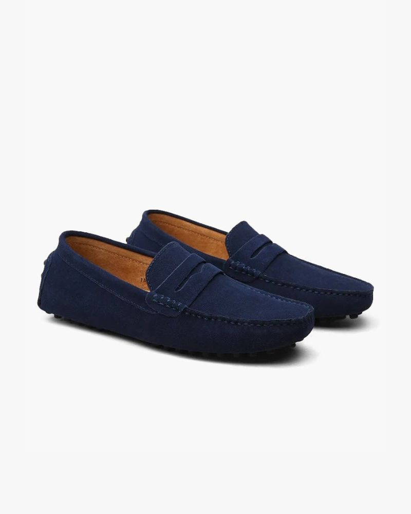NOUVEAU RICHE Herren Loafers Wildleder Slip-Ons Elegante Schuhe Marineblau