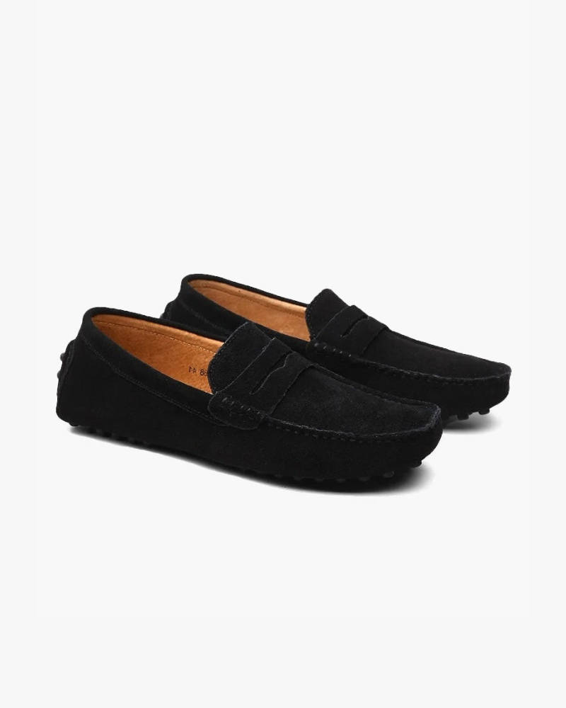 NOUVEAU RICHE Herren Loafers Wildleder Slip-Ons Elegante Schuhe Schwarz