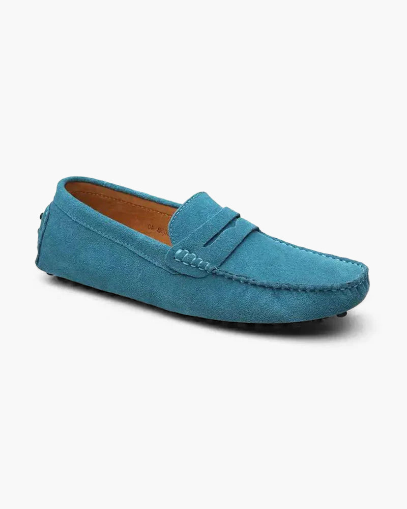 NOUVEAU RICHE Herren Loafers Wildleder Slip-Ons Elegante Schuhe Ozeanblau
