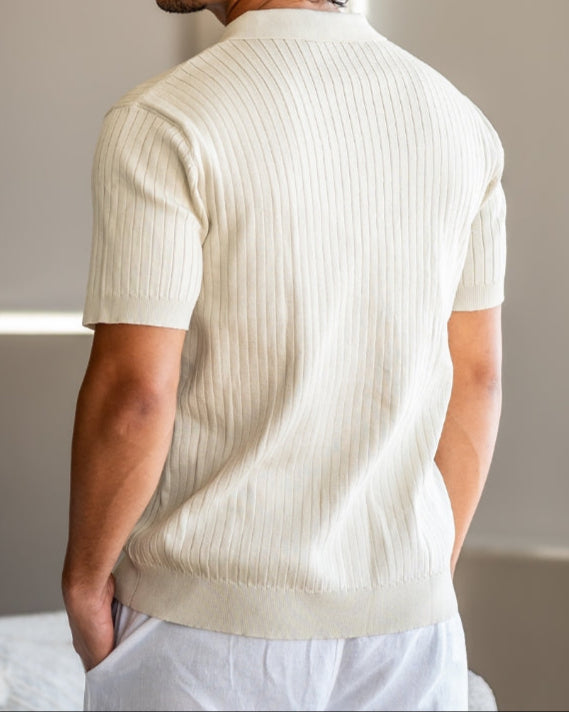 NOUVEAU RICHE Herren Polohemd Baumwolle Strick Kurzarm