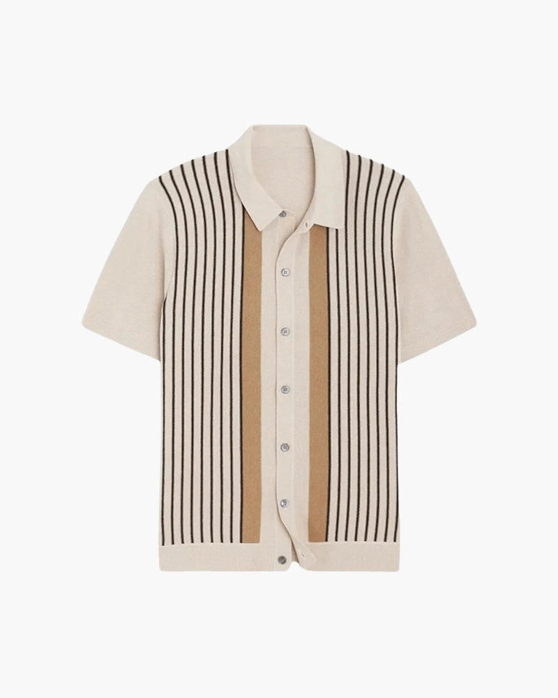 NOUVEAU RICHE Herren Polohemd Beige Baumwolle Kurzarm Default