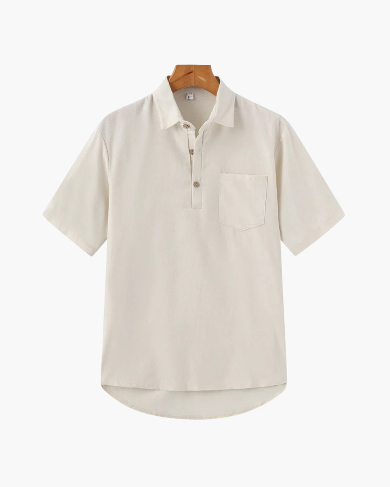 NOUVEAU RICHE Herren Polohemd Leinen Beige Default