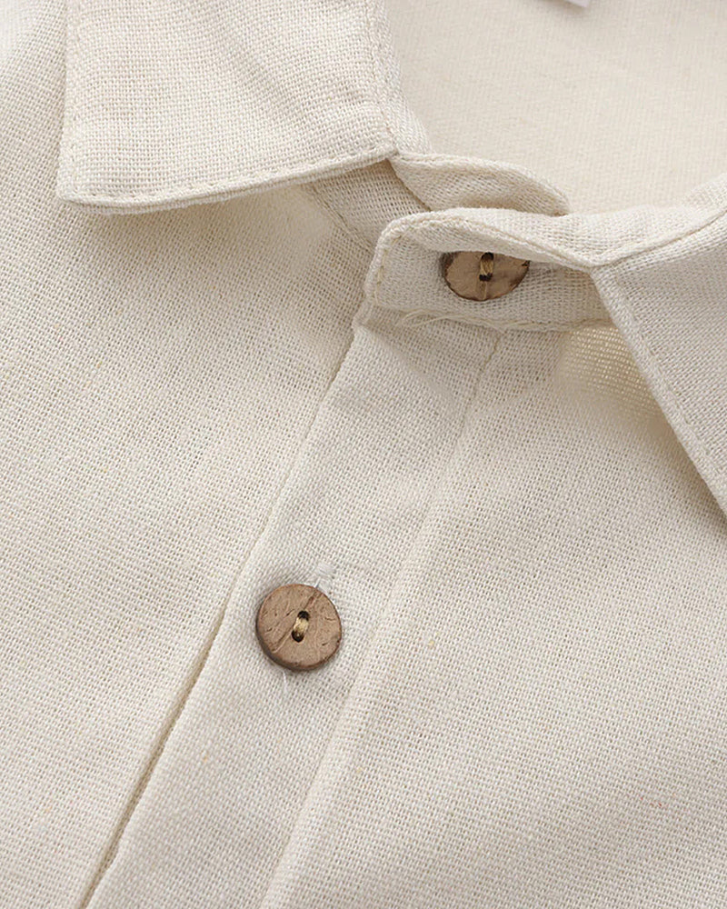 NOUVEAU RICHE Herren Polohemd Leinen Beige