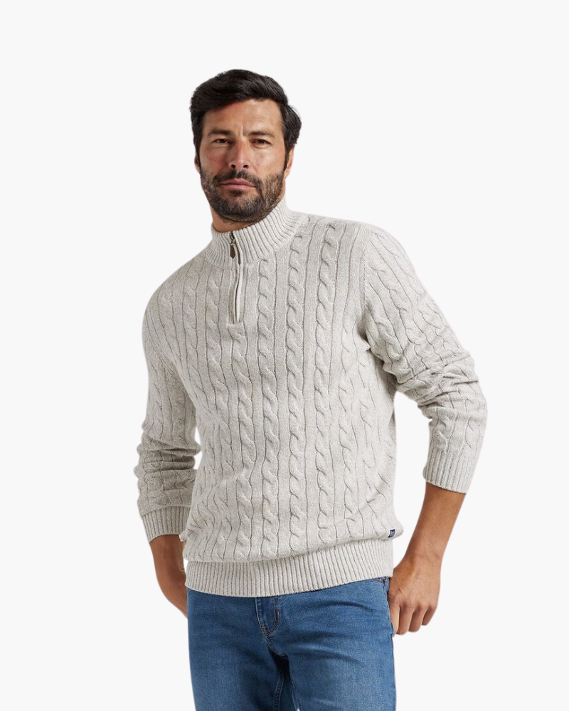 NOUVEAU RICHE Herren Pullover Baumwolle Halbzipper Langarm