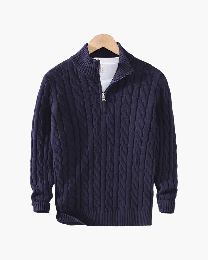NOUVEAU RICHE Herren Pullover Baumwolle Halbzipper Langarm Marine