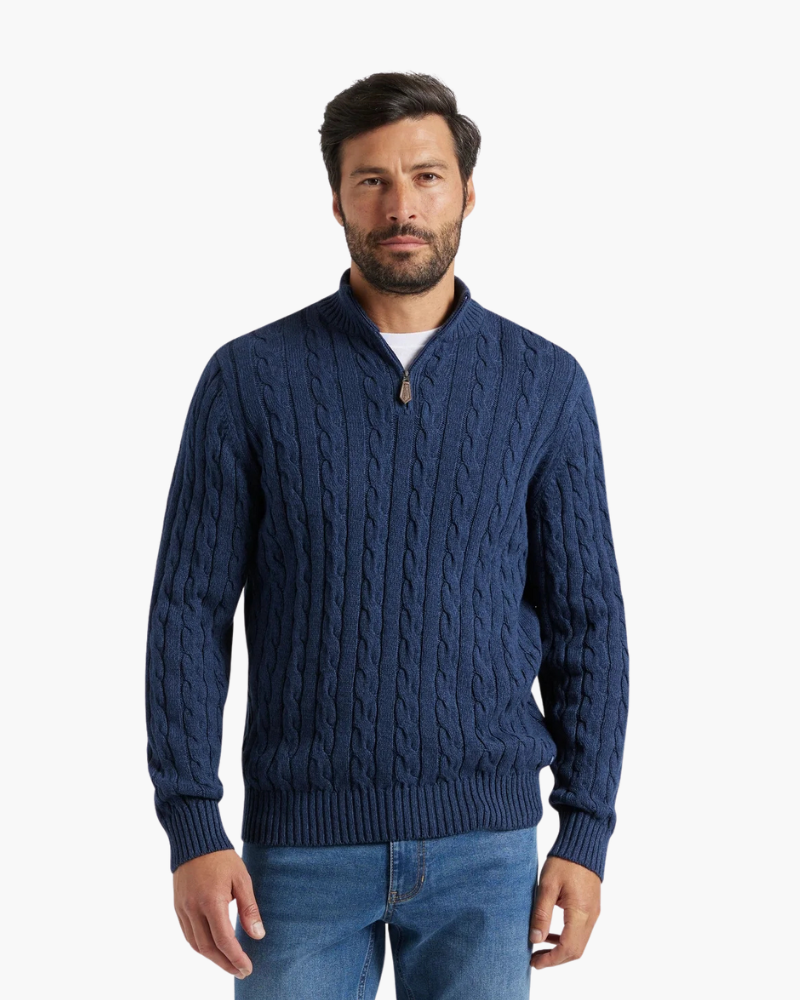 NOUVEAU RICHE Herren Pullover Baumwolle Halbzipper Langarm