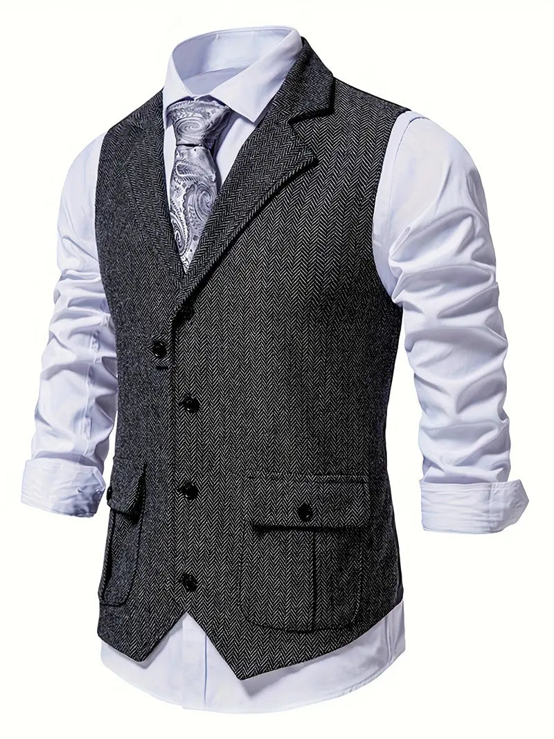NOUVEAU RICHE Herren Sakko Herringbone Blazer Einreiher mit Notchkragen