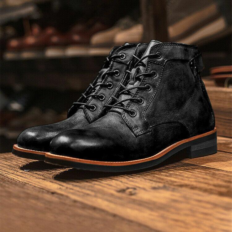 NOUVEAU RICHE Herren Schnürstiefeletten Leder Hochwertig Schwarz