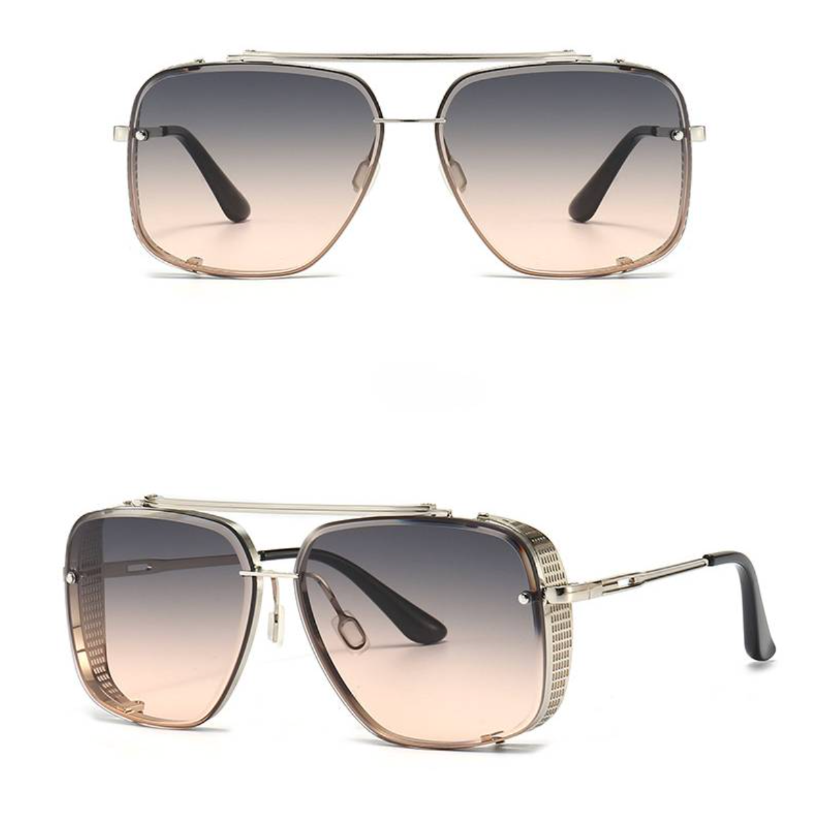 NOUVEAU RICHE Herren Sonnenbrille Metall UV400 Schutz Elegantes Design Braun