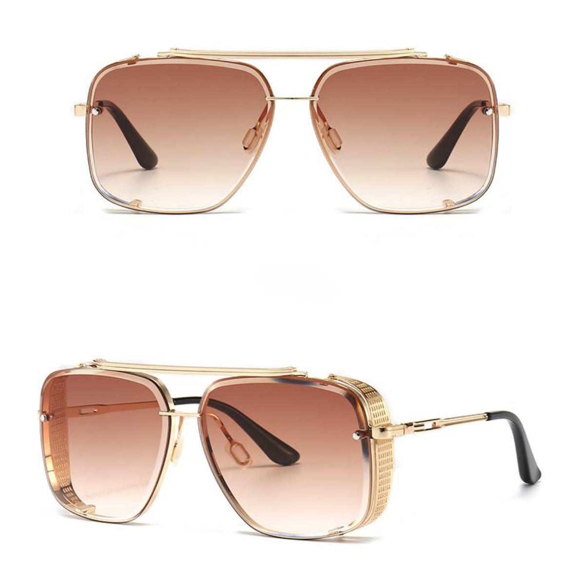 NOUVEAU RICHE Herren Sonnenbrille Metall UV400 Schutz Elegantes Design Champagner