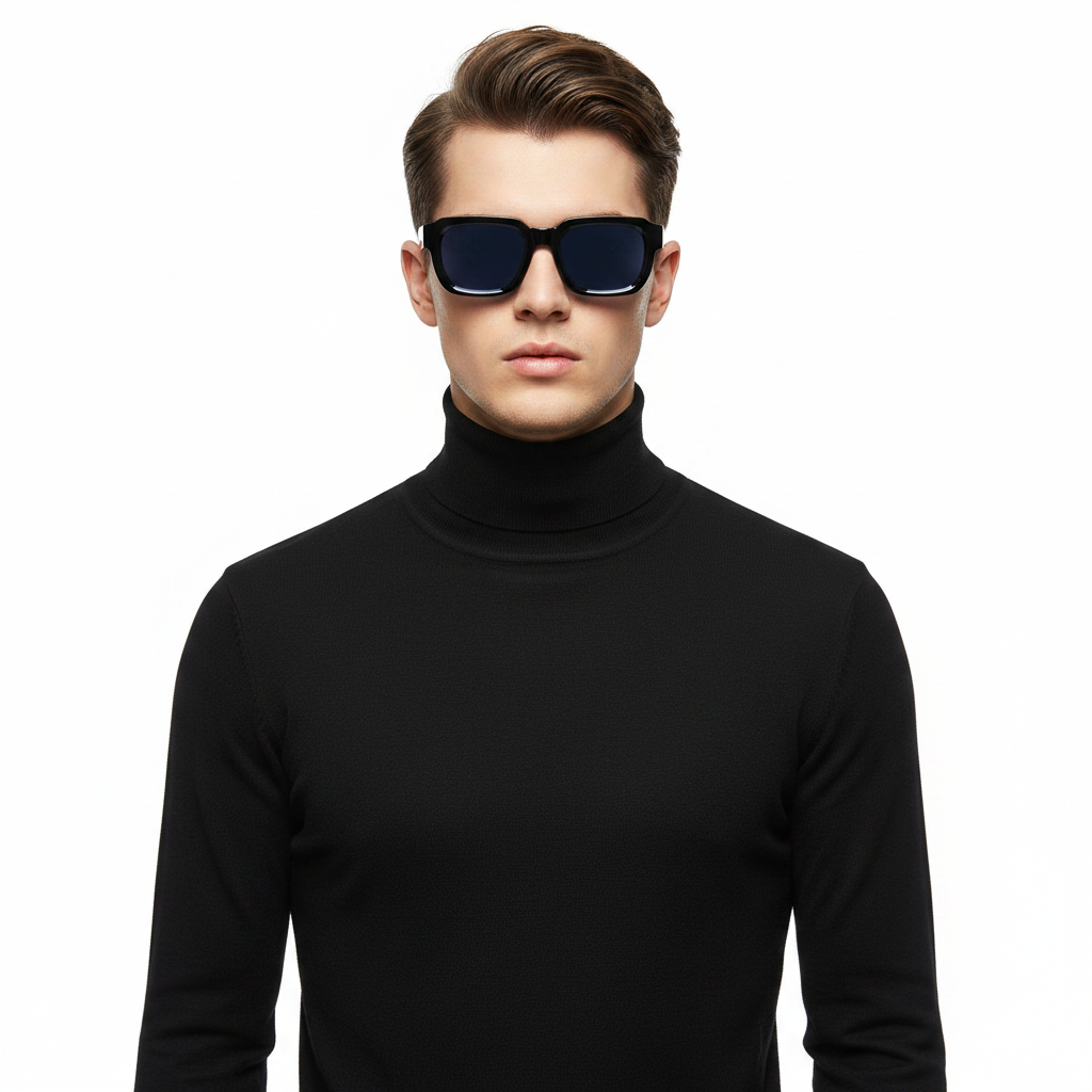 NOUVEAU RICHE Herren Sonnenbrille Retro Quadratischer Rahmen PC